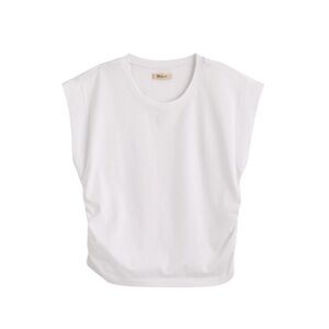 Madewell Side-Cinch Muscle Tee in Eyelet White